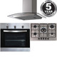 SIA 60cm Stainless Steel Single Fan Oven, 70cm 5 Gas Burner Hob & Curved Hood