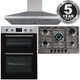 SIA 60cm Stainless Steel Built-in Double Fan Oven, 70cm 5 Gas Hobs & Extractor