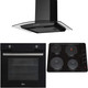 SIA 60cm Black Single Electric Oven, 4 Plate Hob & Curved Glass Cooker Hood