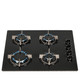 SIA 60cm Black Electric Single Oven, 4 Burner Gas Hob & Curved Glass Cooker Hood