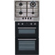 SIA Built In Double Electric Fan Oven & Stainless Steel 60cm 4 Gas Burner Hob