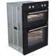 SIA 60cm Black Built In Double Oven, 4 Burner Gas Glass Hob With Enamel Supports
