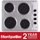 4 Zone Solid Plate Electric Hob In Stainless Steel 60cm - Montpellier SP601X