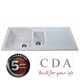CDA AS2WH 1.5 Bowl White Reversible Quartz Composite Kitchen Sink & Waste Kit