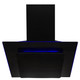 SIA 70cm Black 3 Colour LED Edge Lit Angled Cooker Hood And Glass Splashback