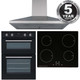 SIA 60cm Black Built-in Oven, Induction Hob And Stainless Steel Extractor Fan