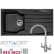 Astracast Sierra 1 Bowl Black Kitchen Sink & Reginox Genesis Swan Neck Steel Tap