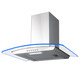 SIA 60cm 3 Colour LED Stainless Steel Curved Glass Cooker Hood &Carbon Filter