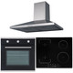 SIA 60cm Black Single Oven, 4 Zone Flexi-Bridge Induction Hob & Cooker Hood Fan