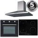 SIA 60cm Black Single Oven, 4 Zone Flexi-Bridge Induction Hob & Cooker Hood Fan