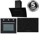 SIA 60cm Single Electric Oven, 90cm 5 Zone Induction Hob And Curved Angled Hood