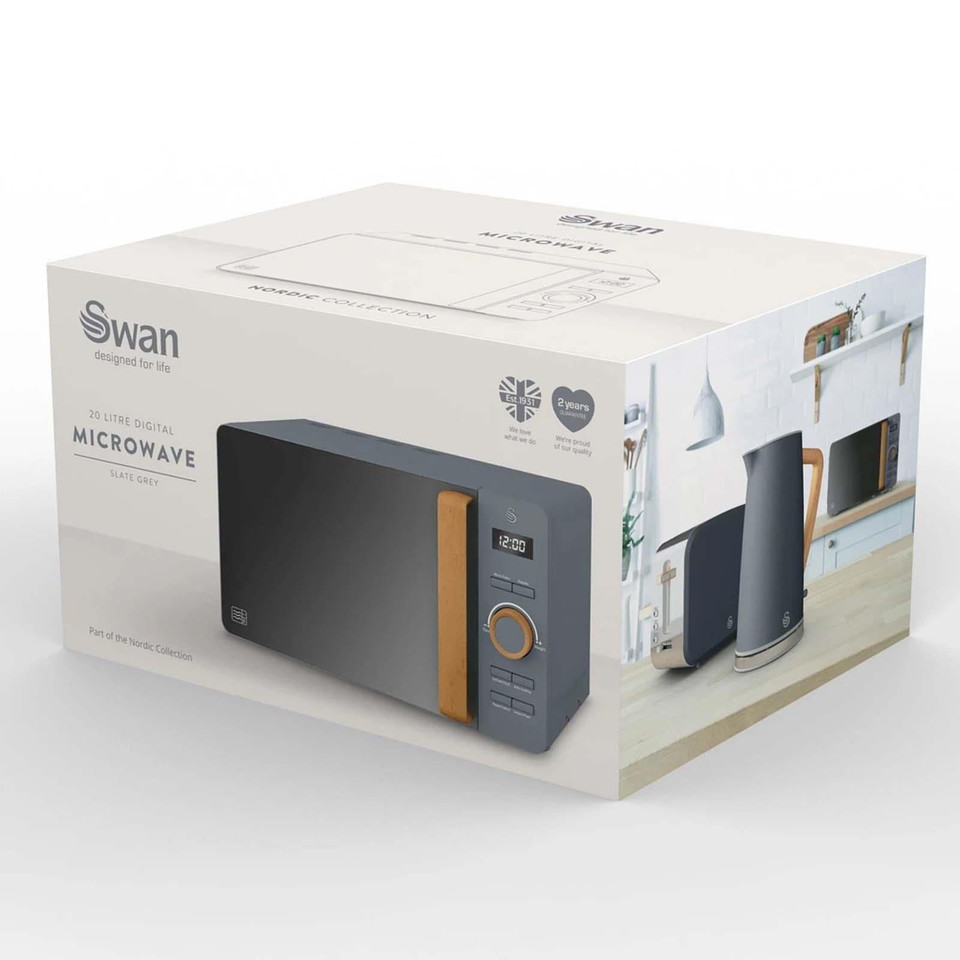 Swan SM22036GRYN Slate Grey 20L 800W NordicStyle Digital Microwave Oven