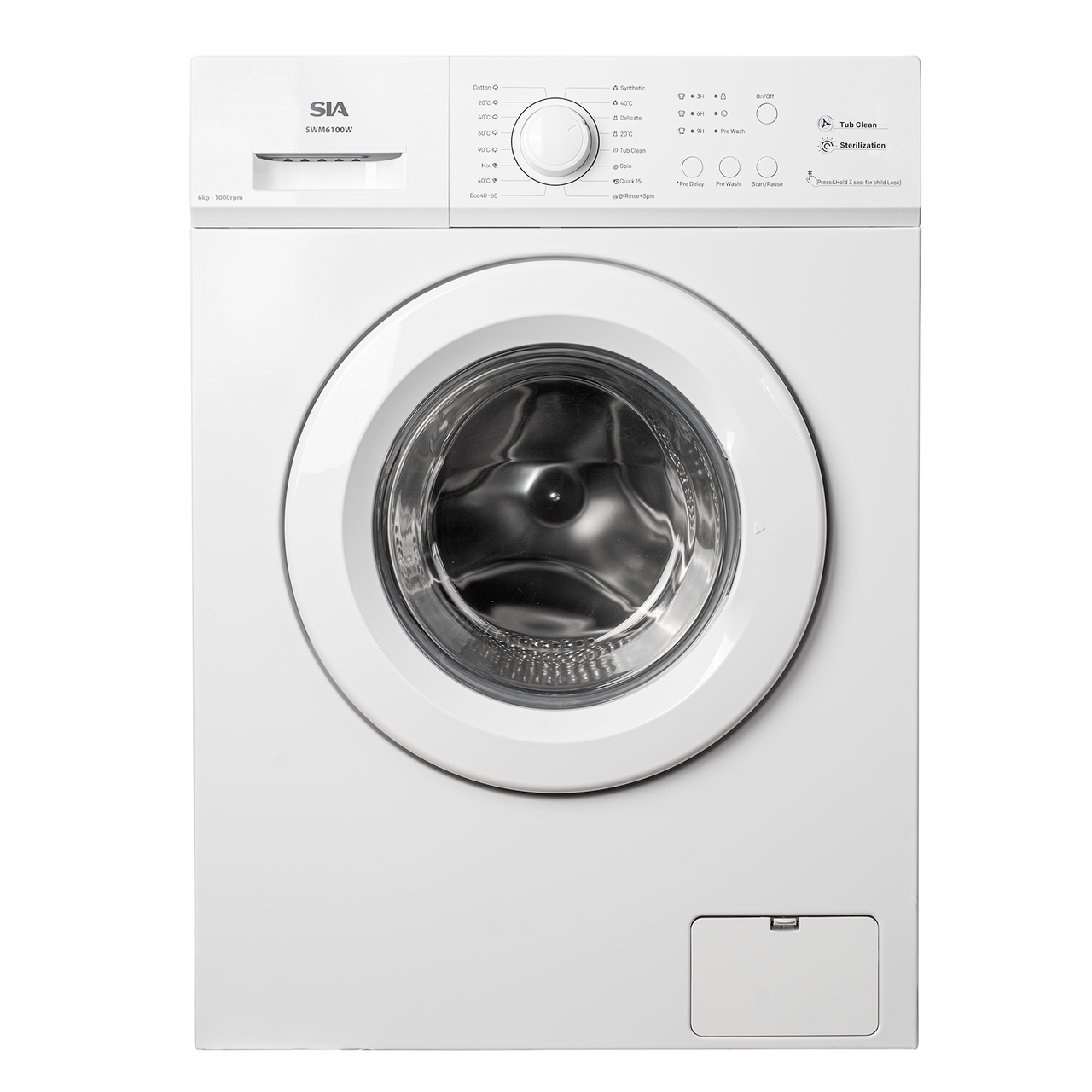 Image of SIA 6kg 1000RPM Washing Machine in White - SWM6100W