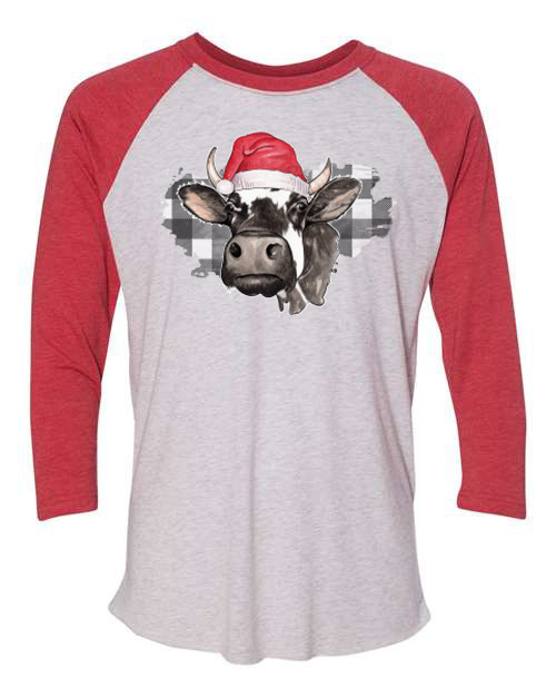 Christmas Cow - Three-Quarter Sleeve Raglan