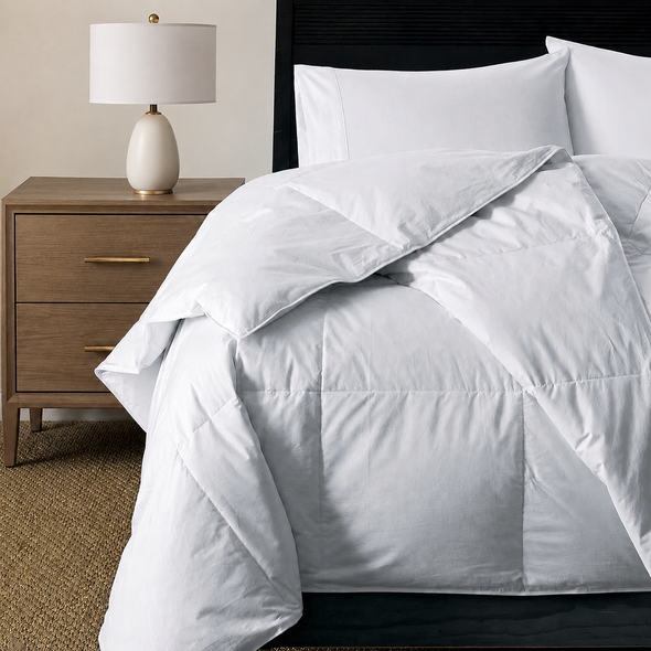 White Down Comforter/Duvet Insert, RDS 600FP, Medium Weight