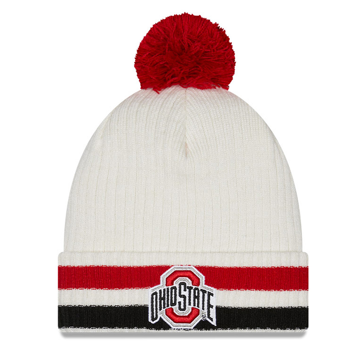 White Knit Hat W/Stripes, AL - College 