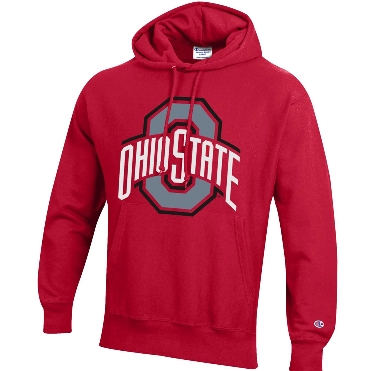 Reverse Weave Hoodie - Red with gray and White Ohio State Logo - College  Traditions