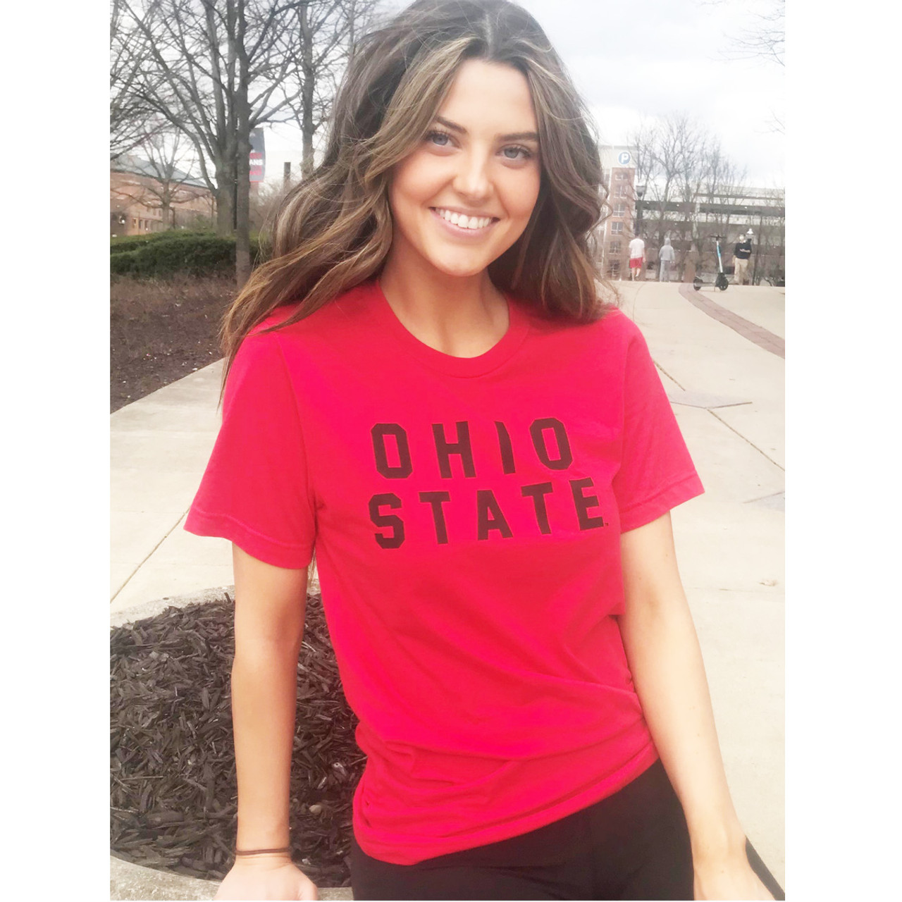 Womens Red Short Sleeve Ohio State T-Shirt - Traditions