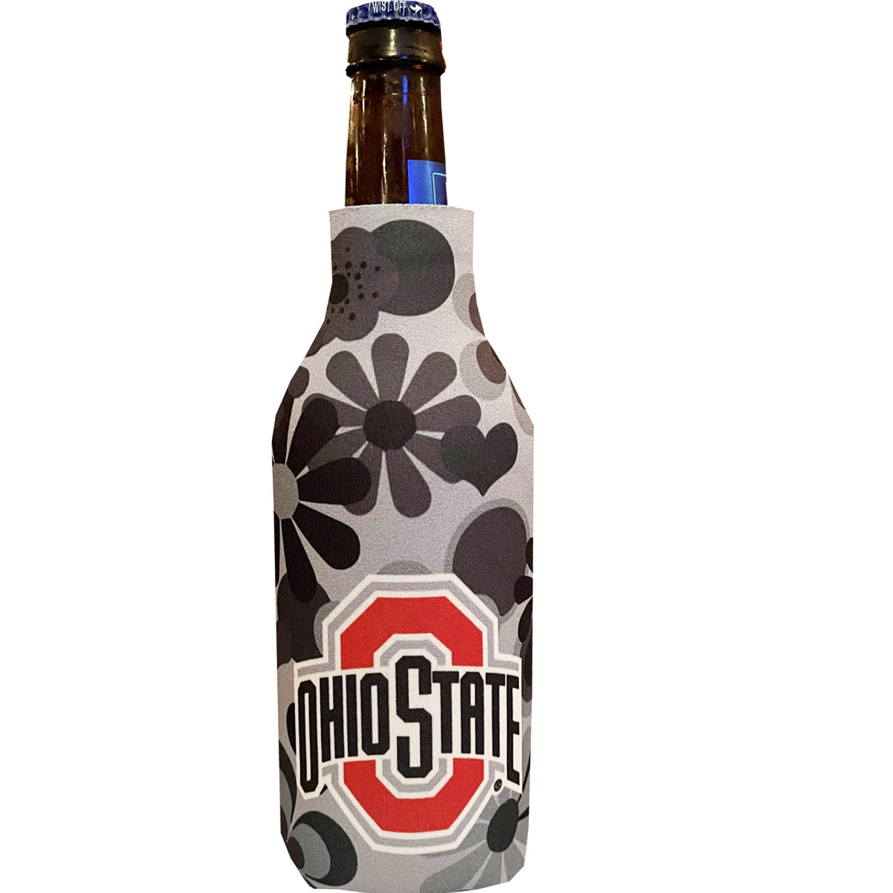 Ohio State Flower Power Zipper Bottle Koozie