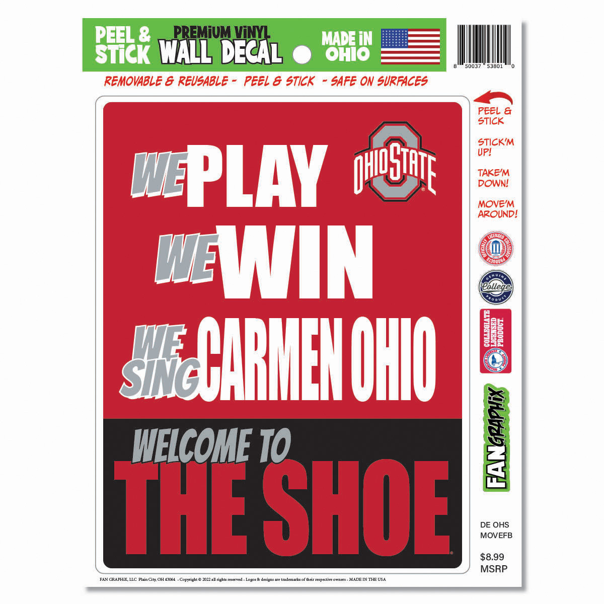 We Play We Win Vinyl Removable Wall Art - College Traditions