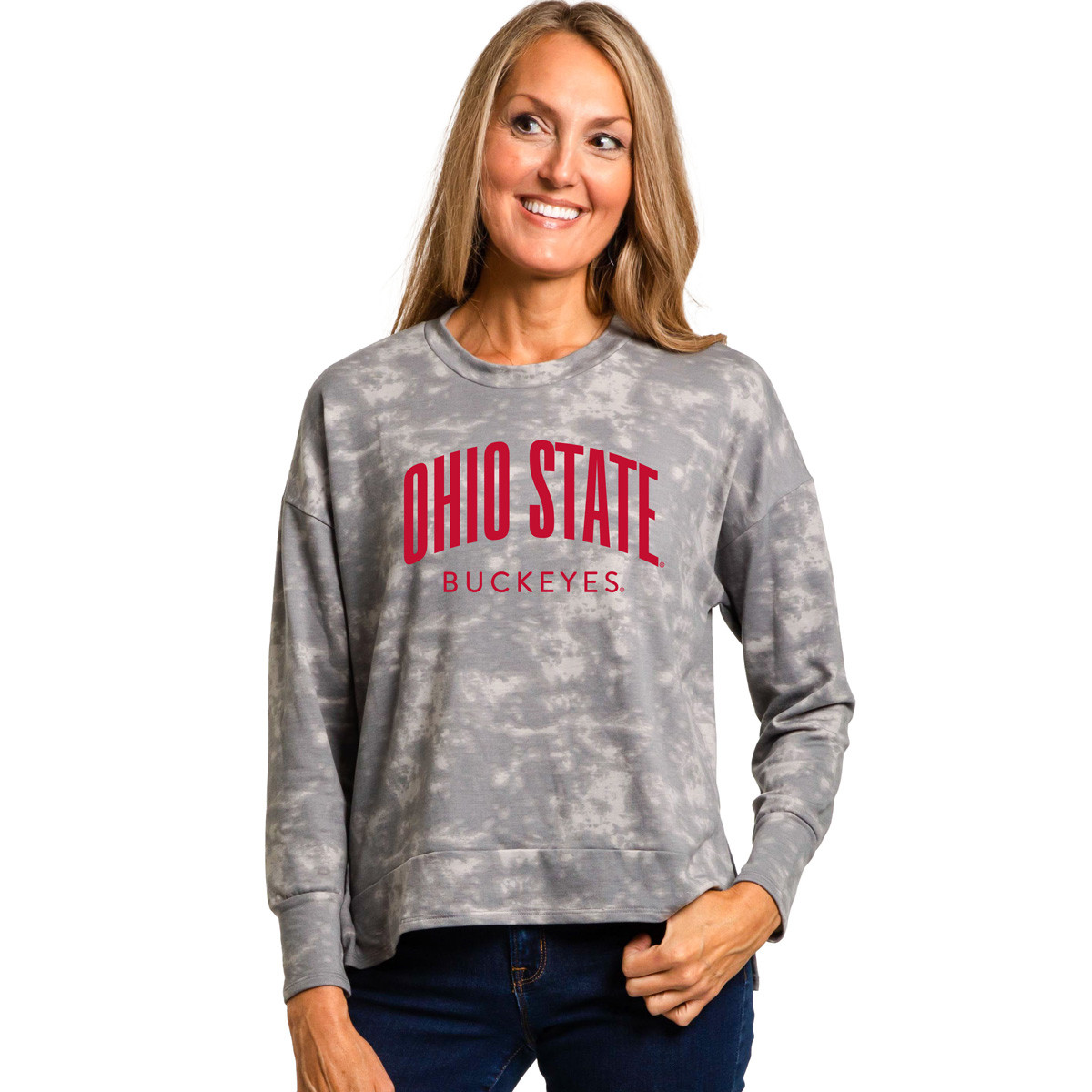 Ohio State Women's Gray Long Sleeve Brandy Crew. - College Traditions