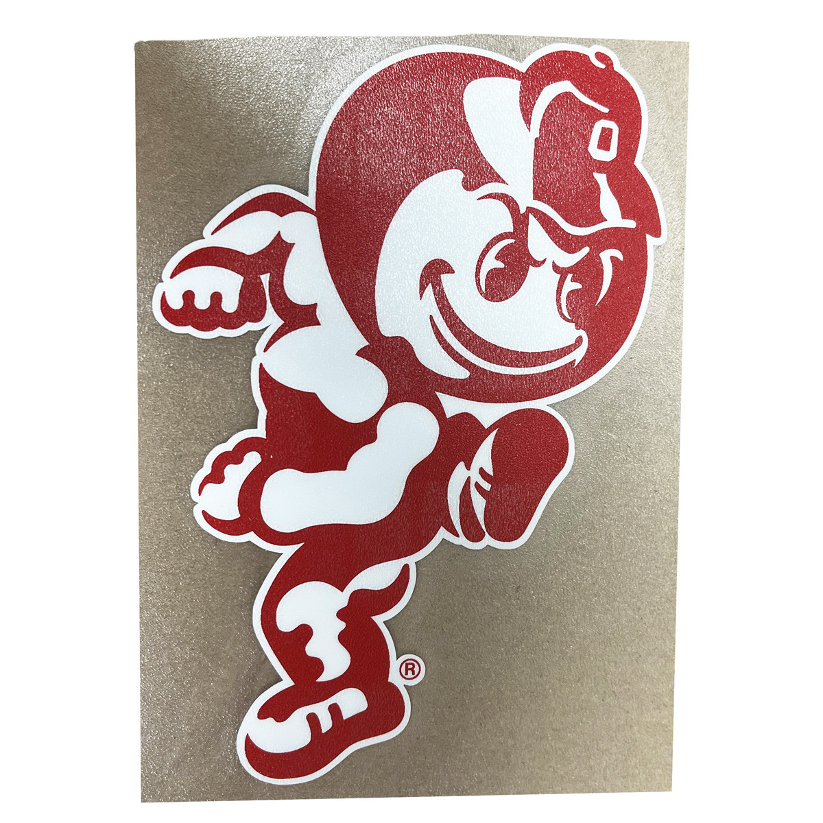 Running Brutus Color Shock Decal. Outside Application - College