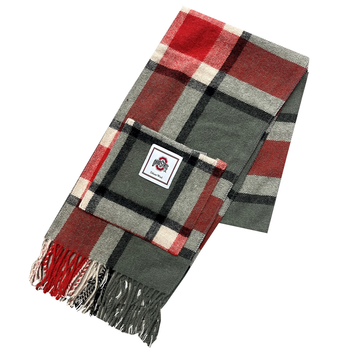 Ohio State Plaid Lambs Wool Scarf. - College Traditions