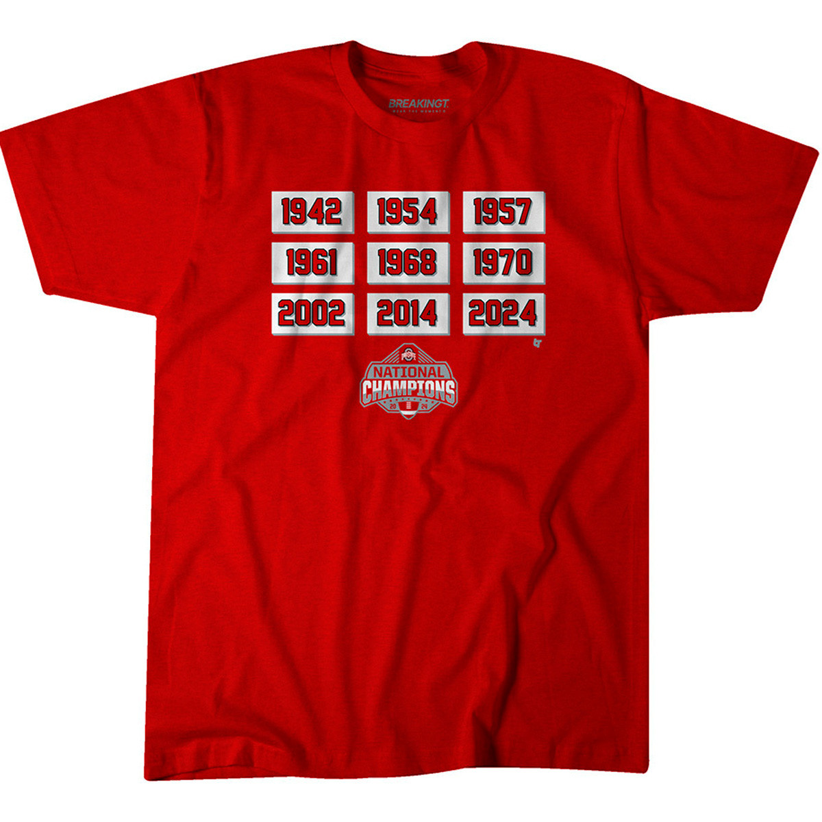 Ohio State Multi-Year National Champions Commemorative T-Shirt