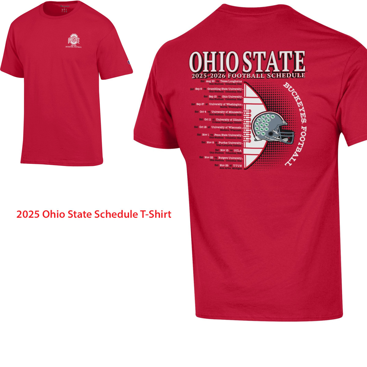2025 Ohio State Football Schedule Tee - Main Image