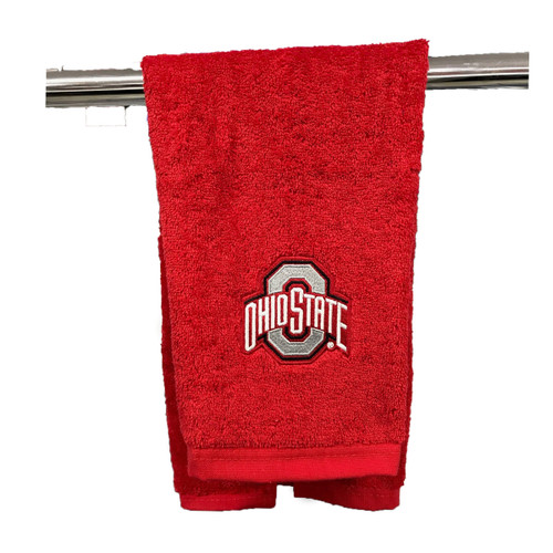Red Ohio State Embroidered Hand Towel (15"x26")