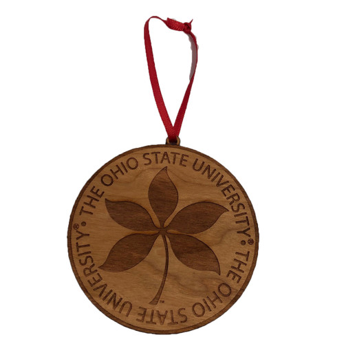 Circle w/Leaf Wood Ornament