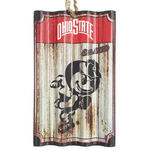 Ohio State Brutus Metal Corrguate Ornament