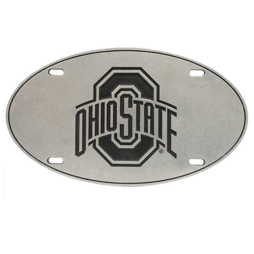 Ohio State Metal Oval License Plate w/ Logo