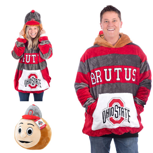 Ohio State Brutus Snugible hoodie worn as oversized blanket hoodie
