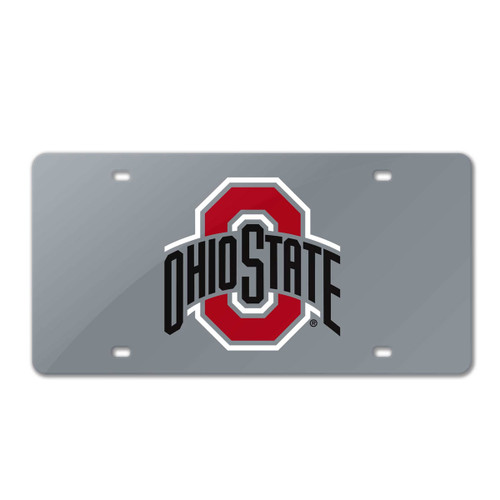 Ohio State Silver Laser Cut License Plate