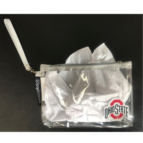 Clear Ohio State Wristlet. Stadium Approved Size