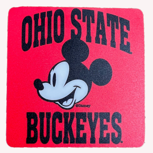 Ohio State Mickey Mouse Sticker.  3 1/8"x 3 1/4"