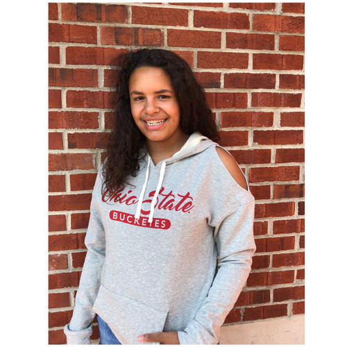 Women's Gray Cold Shoulder Hoodie