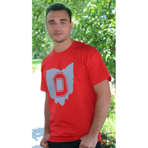 Red State Tee with Block O