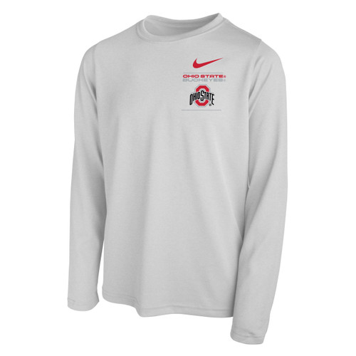 Nike Youth White DriFit Long Sleeve Sideline Tee