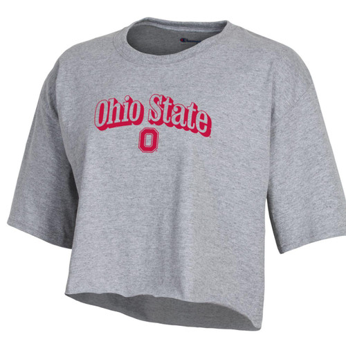 Grey Crewneck Boyfriend Cropped with Ohio State Logo