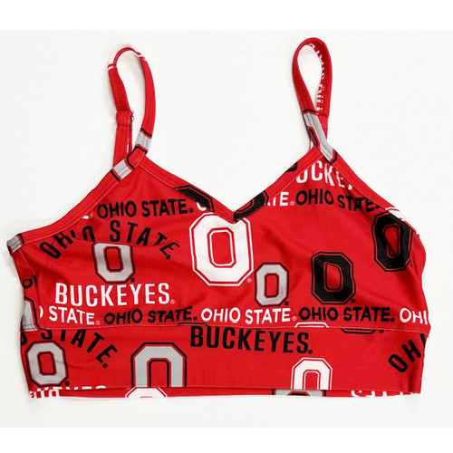 Womens Ohio State All-Over Printed Red & Black Bralette