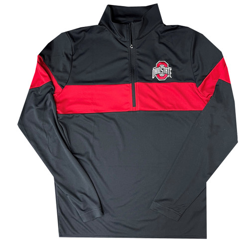 Ohio State Men's Antigua Black/Red Colorblock 1/4 Zip