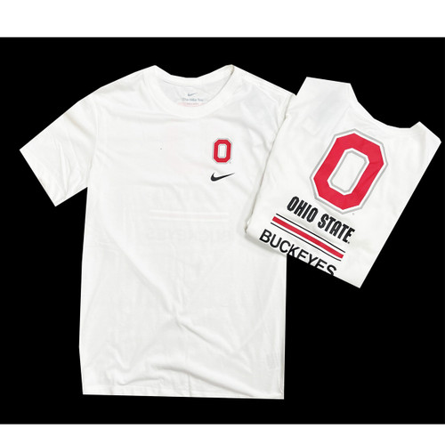 Nike Ohio State White Short Sleeve Block O Tee.