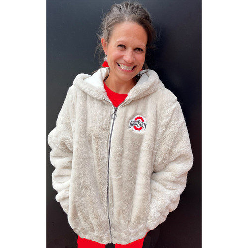 Ohio State Women's Natural Faux Fur Jacket