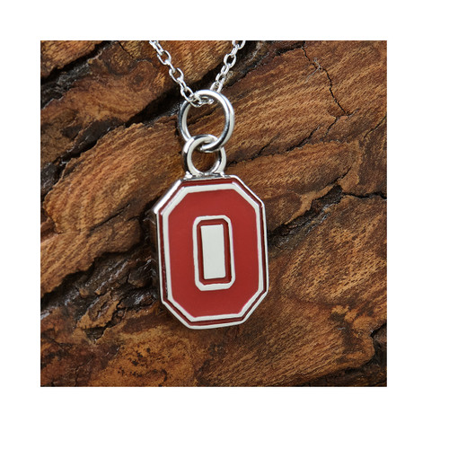 Ohio State Block O Sterling Silver Necklace.