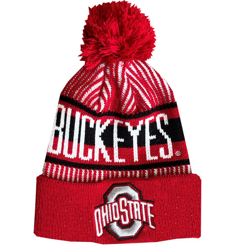Ohio State Red/Black Youth Knit Hat w/Pom