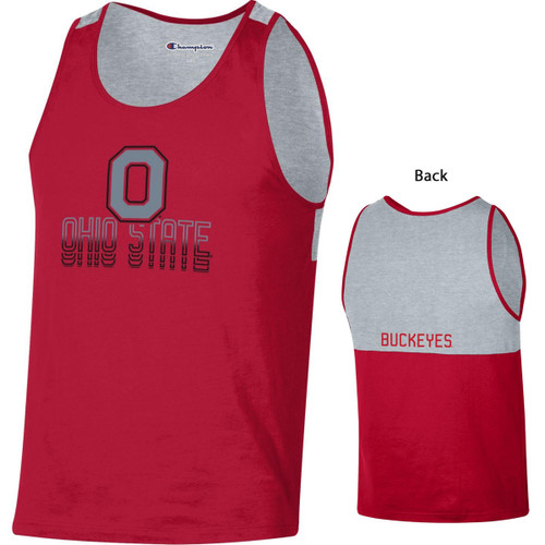 Ohio State Men's Red Color Block Tank Top.