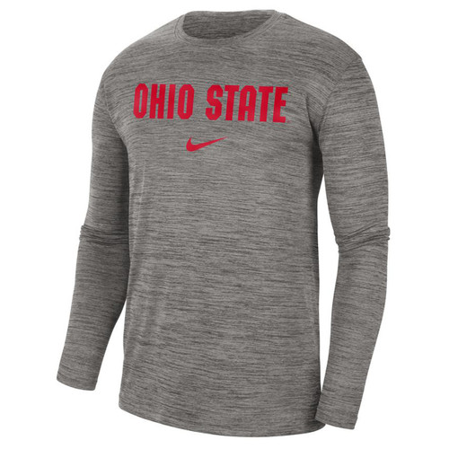 Ohio State Nike Gray DriFit Long Sleeve Team Issue Velocity Tee