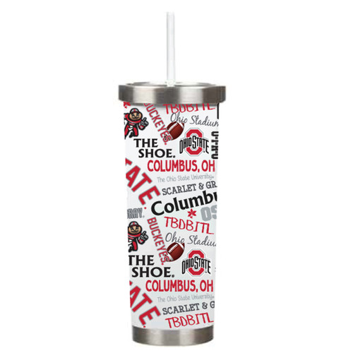 24 oz White All-Over Print Travel Tumbler